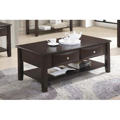 Table basse à deux tiroirs en brun