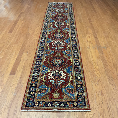 Kunotas One-of-a-Kind 2'6" x 12' Runner Wool Area Rug in Blue and Brown