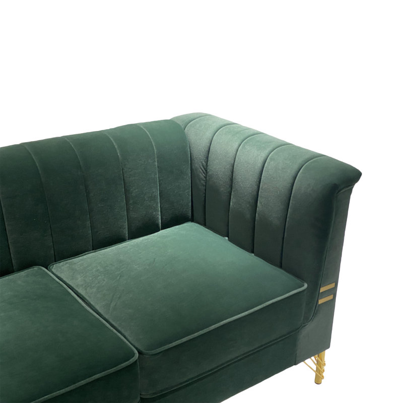 Canapé Chesterfield de style Mid-Century moderne en velours, Vert
