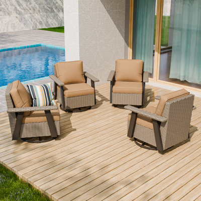 Ensemble de chaises berçantes pivotantes d'extérieur, ensemble de chaises de patio en rotin et osier à 360 °