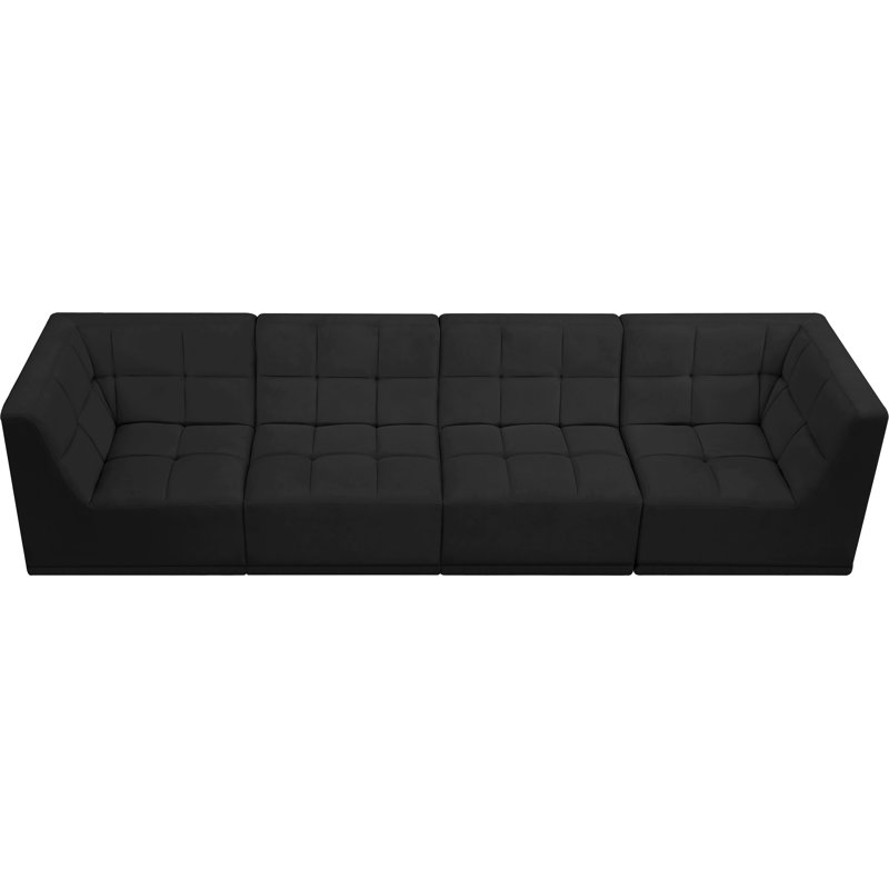 Canapé modulaire en velours 128 po Henar, Velours noir