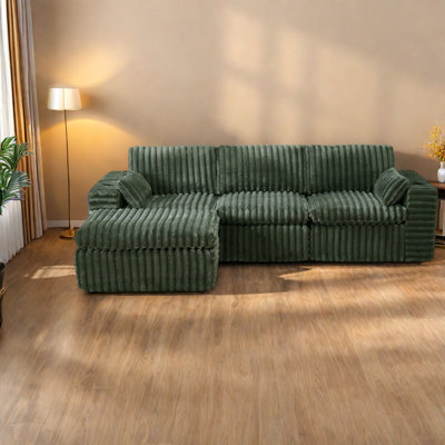 Canapé modulaire vert peu encombrant, tissu durable au design modulaire pour la maison