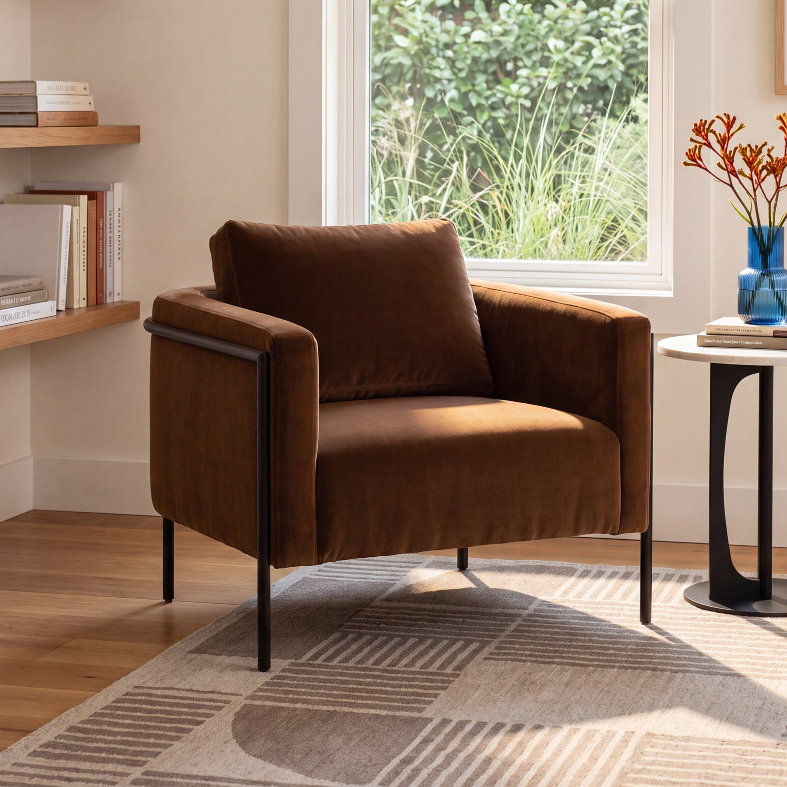 Aurelina Linen Armchair, Black, Surrey Ochre Linen