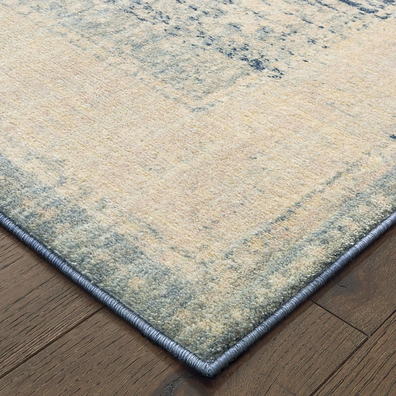 Tapis oriental ivoire / bleu Pateros, Rectangle 9 pi 10 po x 12 pi 10 po
