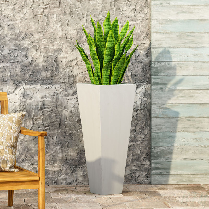 Pot Planter, Matte White, 32.58" H x 13.08" W x 13" D