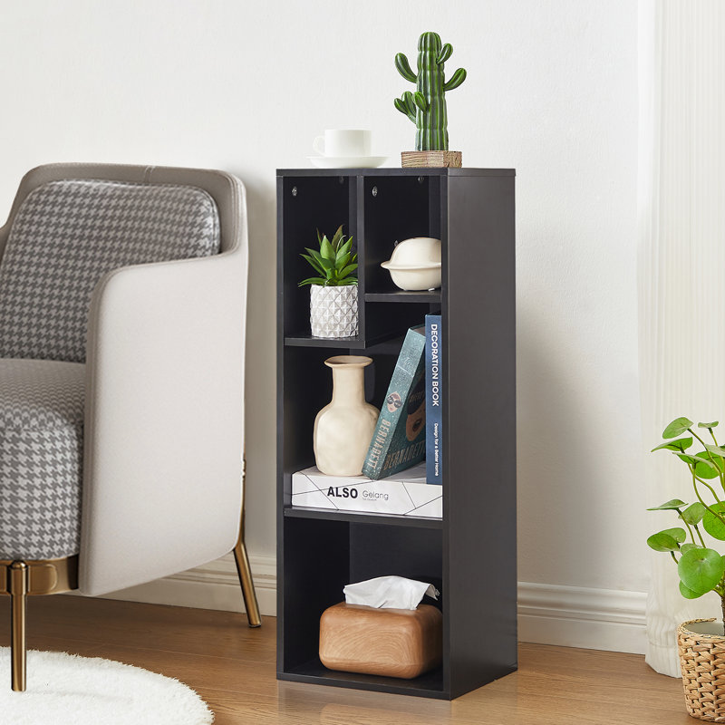 4-Layer Irregular Open Shelf Bookcase, Black