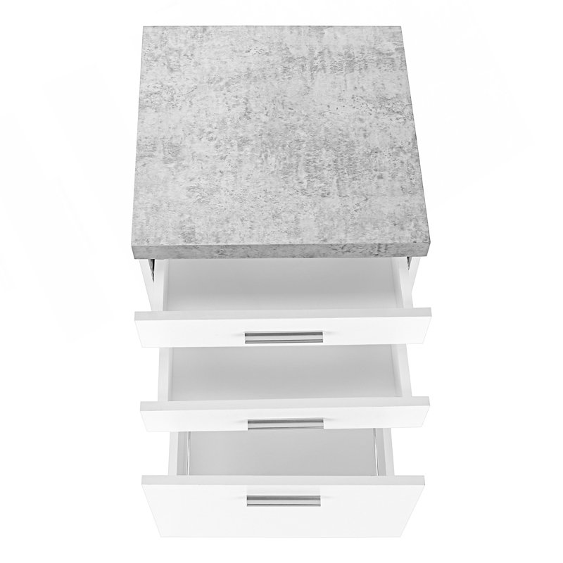 Classeur mobile roulant avec tiroirs de rangement, armoire de hall d'entrée, Blanc / Gris / Argent