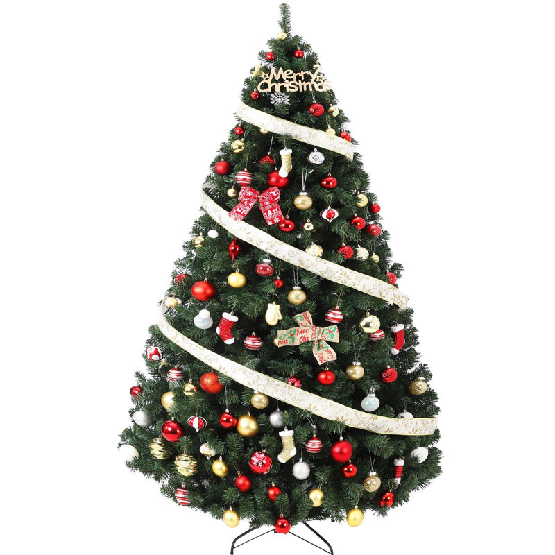 Christmas Tree, Premium Unlit Hinged Design, Dense Realistic Holiday Decor w/Easy Assembly, 9' H