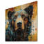 Portrait d'ours bleu et jaune - Ours sur bois-26679521