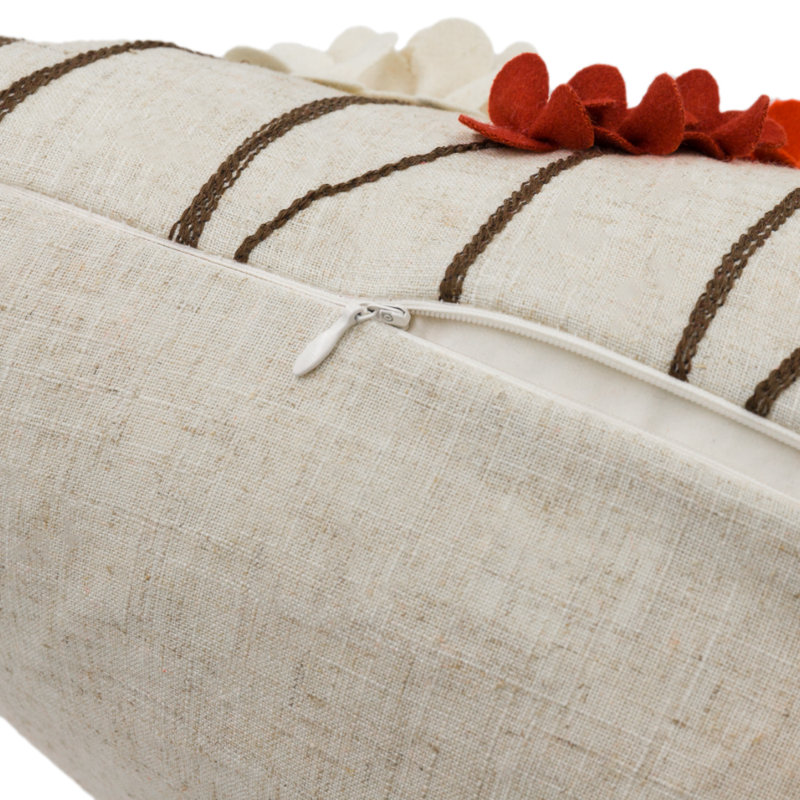  Housse de coussin en lin Appliqued, Orange