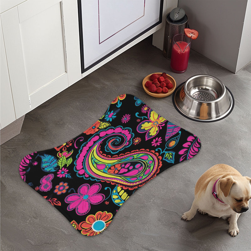 Tapis d'alimentation à motif de motif cachemire noir 1 pièce