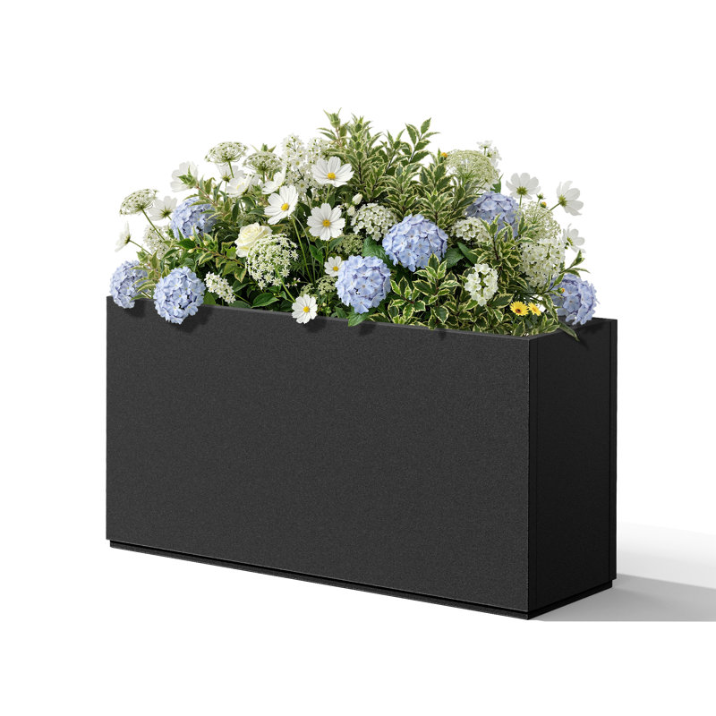 Metal Planters Box– Rectangular Large Black Planter for Outdoor Plants and Garden Use,Sleek Planter Box with Drainage Holes ,Vegetables and Flowers