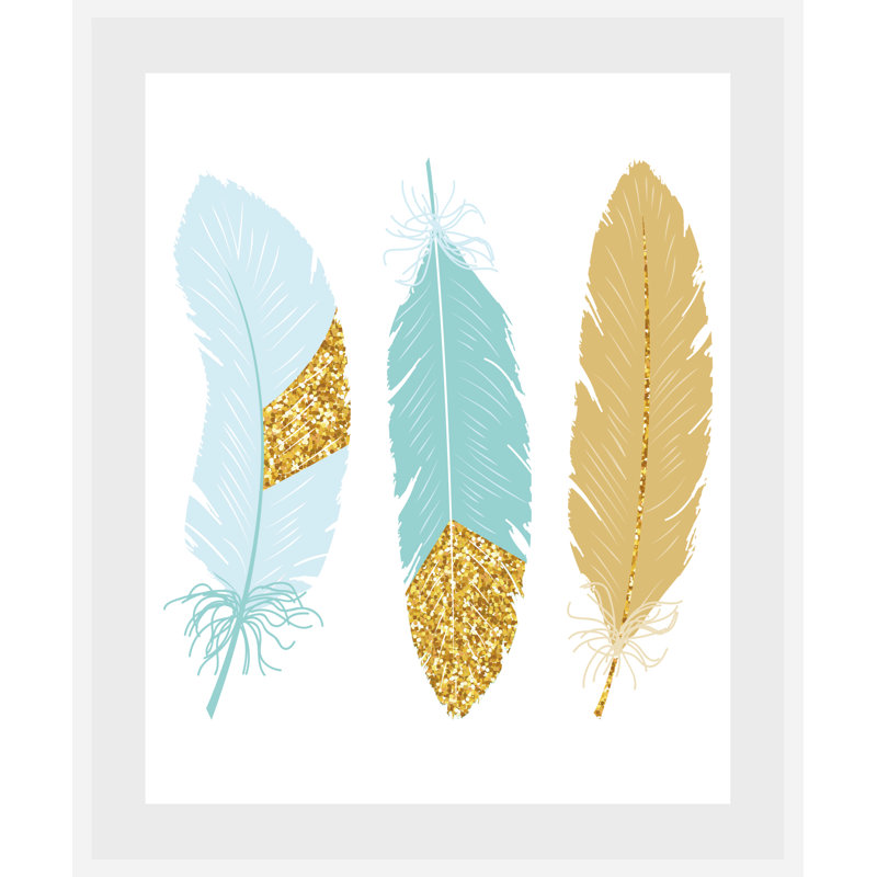 Down - Single Picture Frame Print, Aqua/Gold