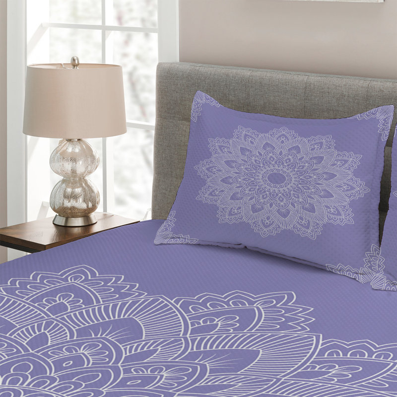Oriental Eclectic Polyester Coverlet, King Bedspread + 2 Shams