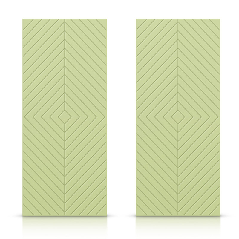 Panelled Manufactured Wood Double Sliding Closet Doors, Sage Green, 60" x 96"