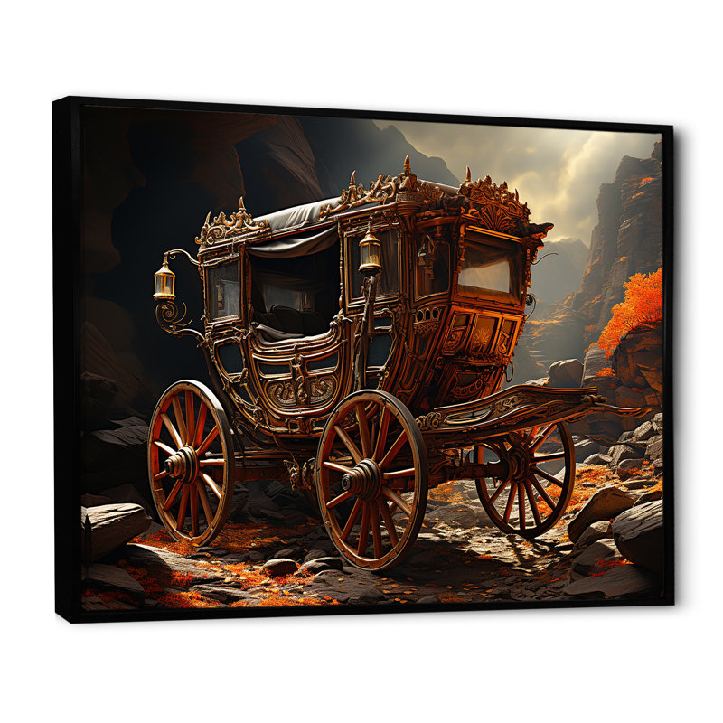 «Fantasy Cart Adventure» sur toile, Cadre flottant noir, 16" H x 32" W