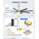 72"Industrial Ceiling Fan With Light,With 8 Aluminium Metal Blades,Works with Alexa