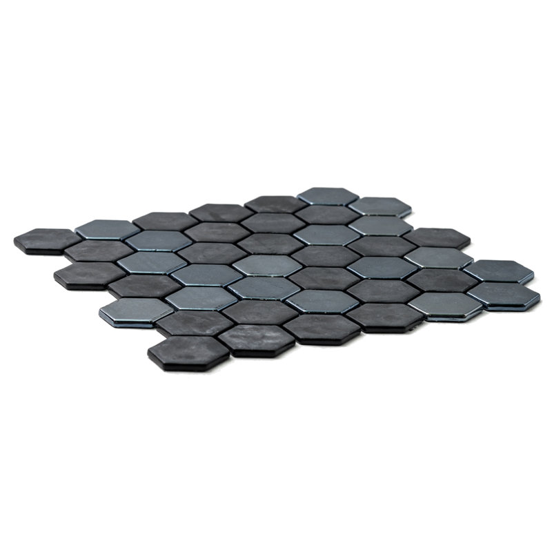Carreau de mosaïque en verre hexagonal 2 po x 2 po Eterna Big Hexx, Noir
