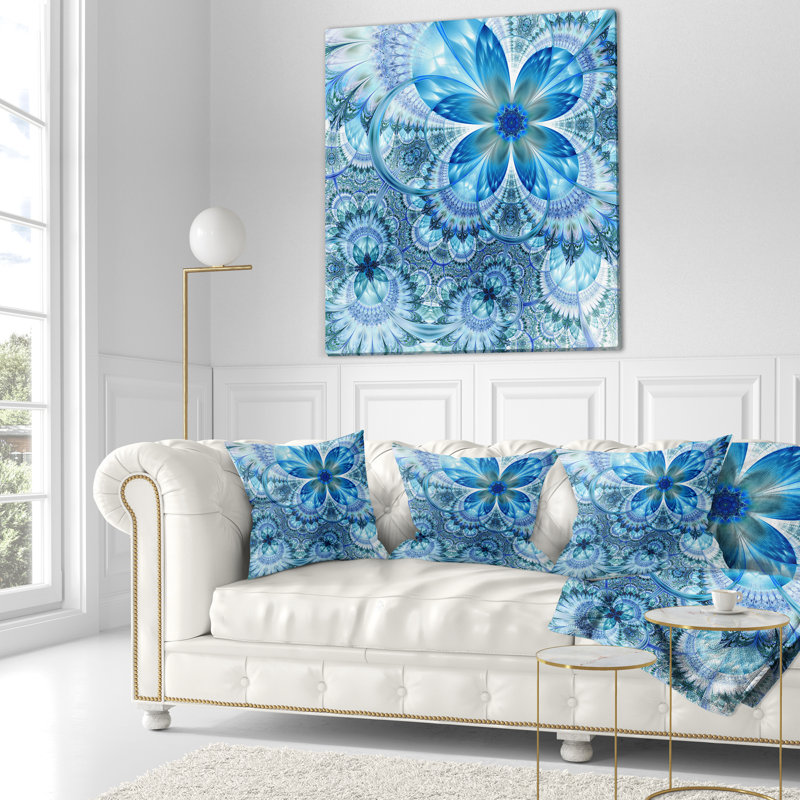 Oreiller à motif floral fractal, 18 po x 18 po, Coussin décoratif