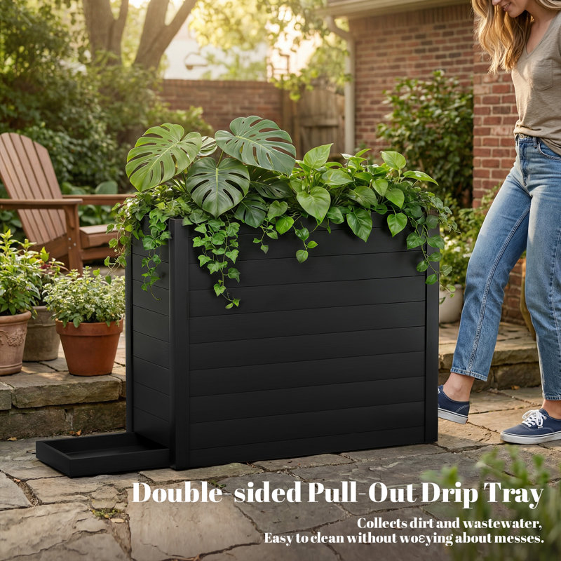 Outdoor All-Weather Long Box Planter, Yes, Black