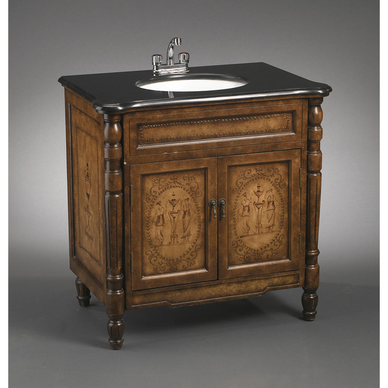 Ensemble de meuble-lavabo simple 32 po, Brun moyen