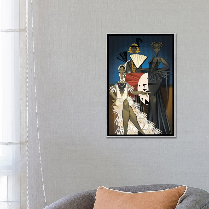 « Harlem nights » par Jaleelcampbell-impression, H 26 po x l 18 po x 1,5 po, Toile avec cadre argenté