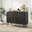 Buffet 47 po avec tiroirs, armoire d'appoint cannelée avec 2 portes et 3 tiroirs, crédence moderne pour entrée, cuisine, salon - noir