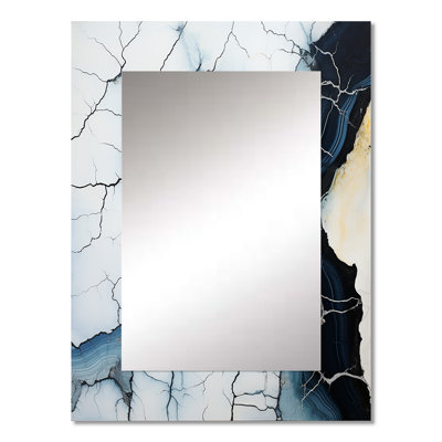 Blue Stone Geode Minimalism II - Spiritual Stone Unique Wall Mirror, Traditional Mirror, Printed Metal Art