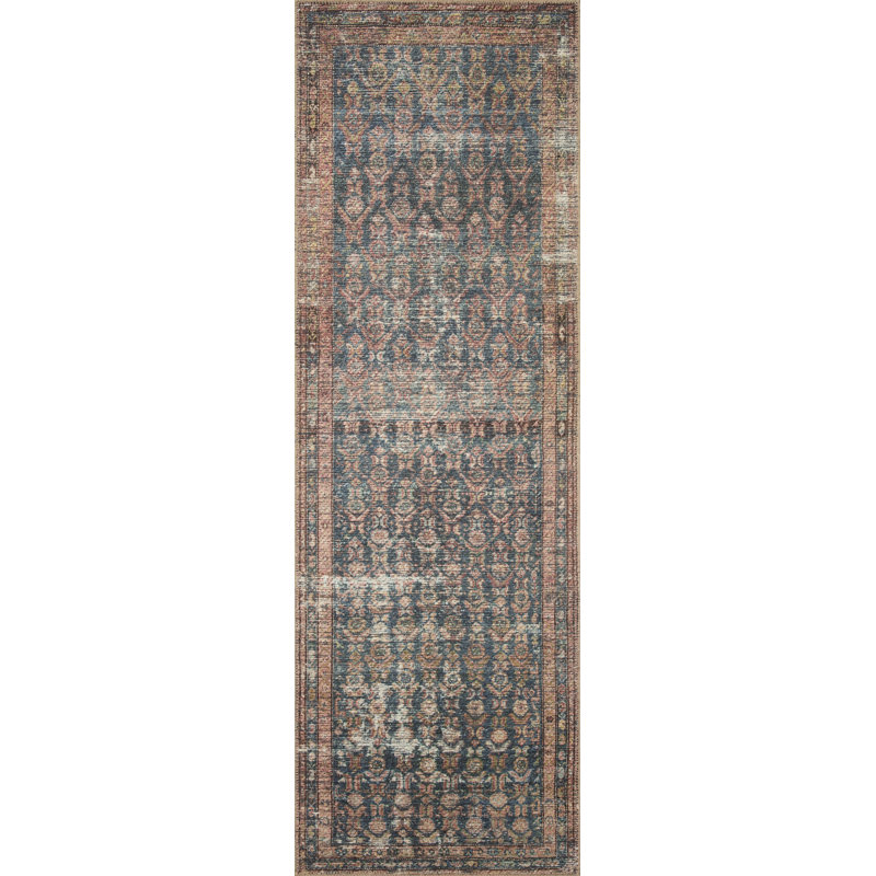 Billie Ocean and Brick Distressed Runner Rug, 2'-0" x 5'-0"
