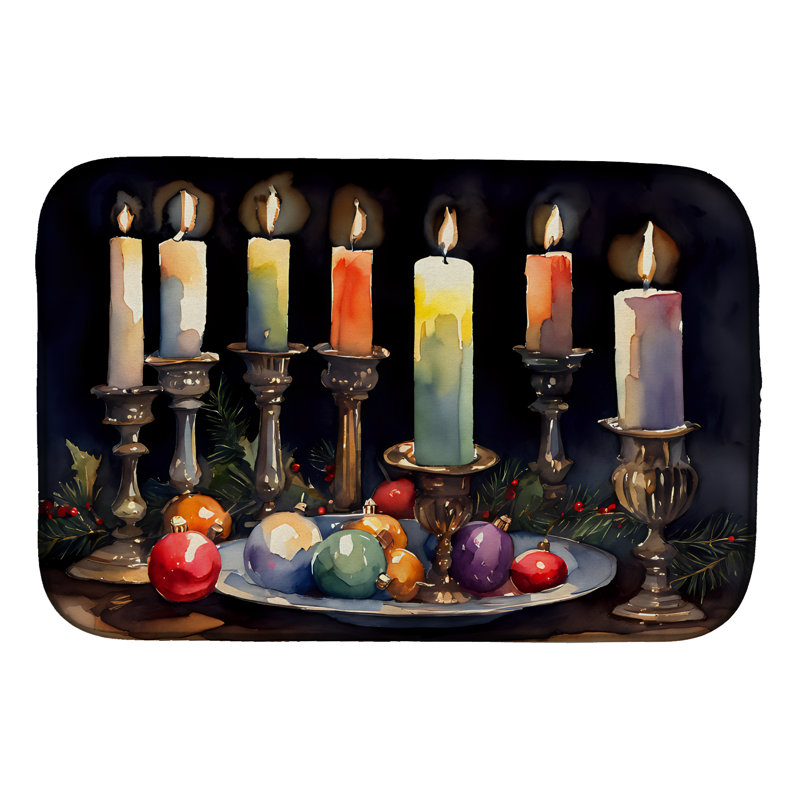 Christmas Candles Dish Drying Mat