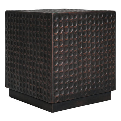 Outdoor Side Table, Fluted Coffee Patio End Table Cube, Antique Copper, Modern Design, And Stylish, No Assembly Lightweight, Assembly, Suitable For Various Decor