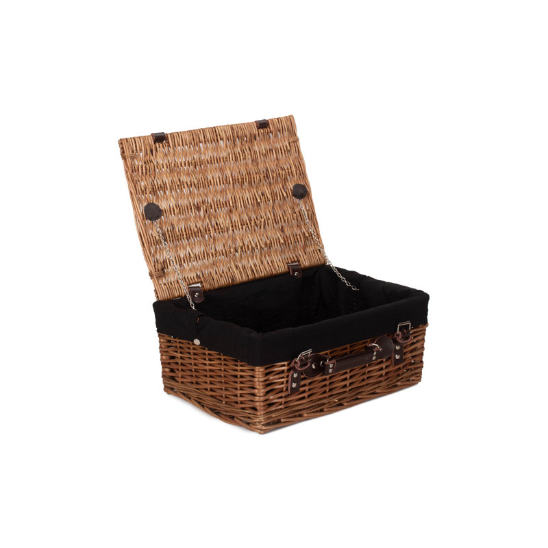 Wicker Hamper Basket with Lining, Black/Black, 19cm H x 41cm W x 30cm D