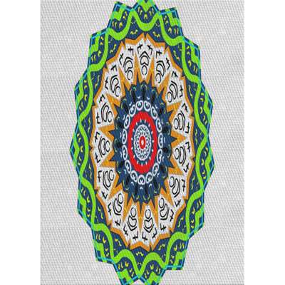 Tapis vert/bleu/gris tissé à la machine