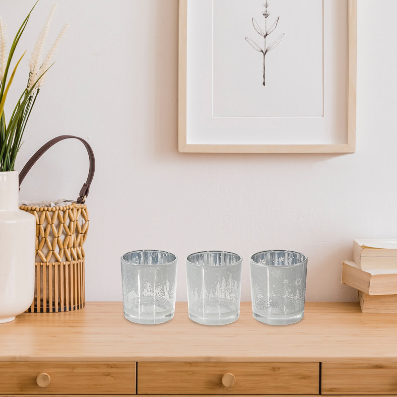 Bougeoirs en verre Winter Forest - ensemble de 3