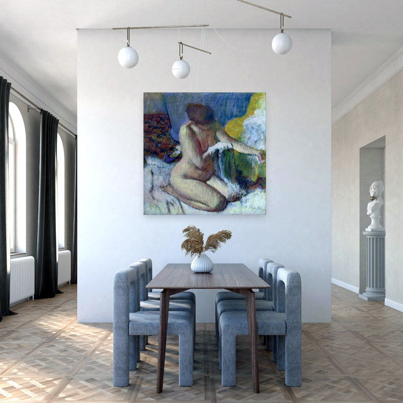 After The Bath, 1895 Impressionist Abstract Contemporary Wall Art Print by Edgar Degas - 1 Piece Wrapped Canvas Wall Art