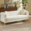 Canapé Chesterfield de 82 pouces en velours avec 2 coussins ronds, détails cloutés, boutons touffetés, pieds en métal et boucles d'accoudoirs décoratives-732426762
