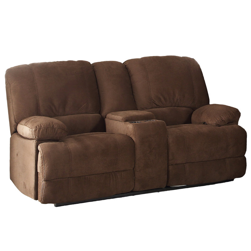 Canapé inclinable à accoudoirs coussinés de 73 po Lerch, Polyester à 100 % de couleur brune