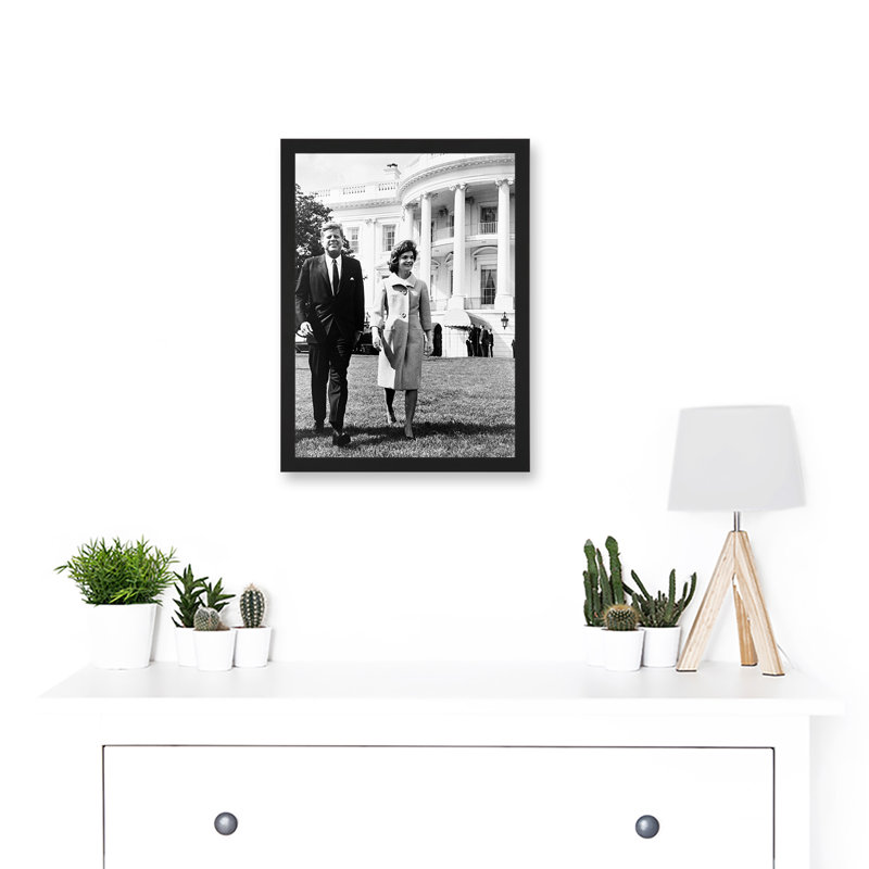 President USA John Jackie Kennedy JFK White House Lawn 1 Piece Single Picture Frame Wall Art