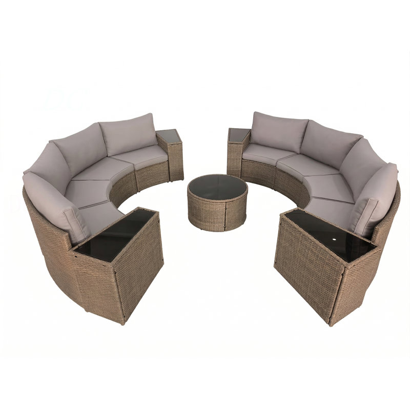 Outdoor Patio Furniture  Half-Moon Sectional Round Patio Furniture Set Sofa