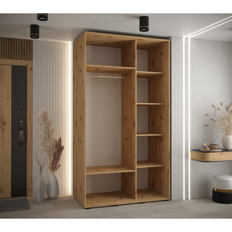 2 Door Laminate Wardrobe, Black/Brown, 235.2cm H x 140cm W x 60cm D