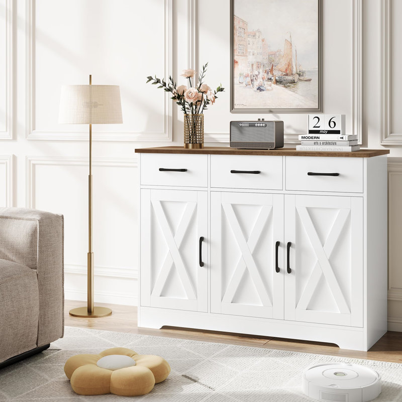 108cm Sideboard, White/Brown