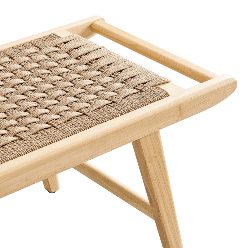 Saoirse 47" Woven Rope Wood Bench, Natural, Natural