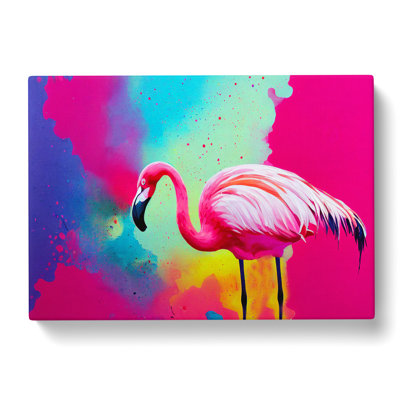 Flamingo Splash Vol.2 Abstract - Wrapped Canvas