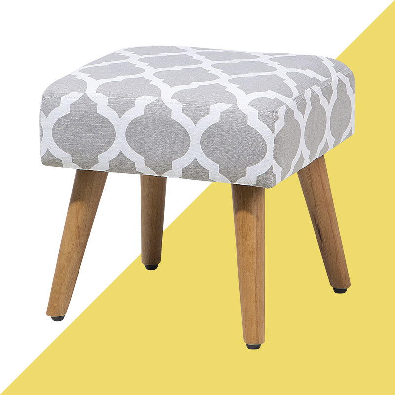 Casias 35cm Wide Square Geometric Standard Ottoman, Grey