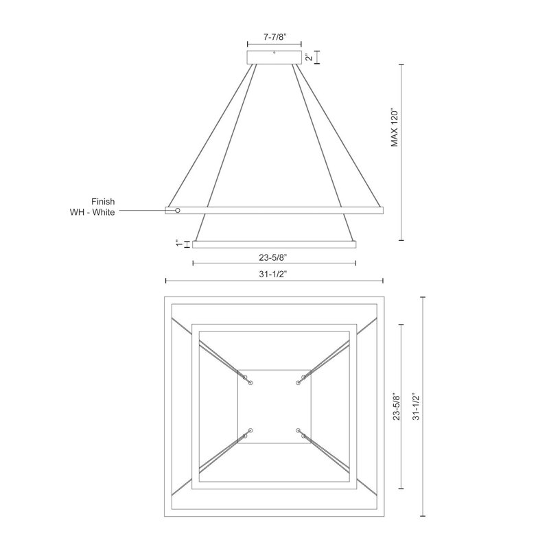 Piazza LED Chandelier, Black, 2, 1.375" H x 31.5" W x 31.5" D