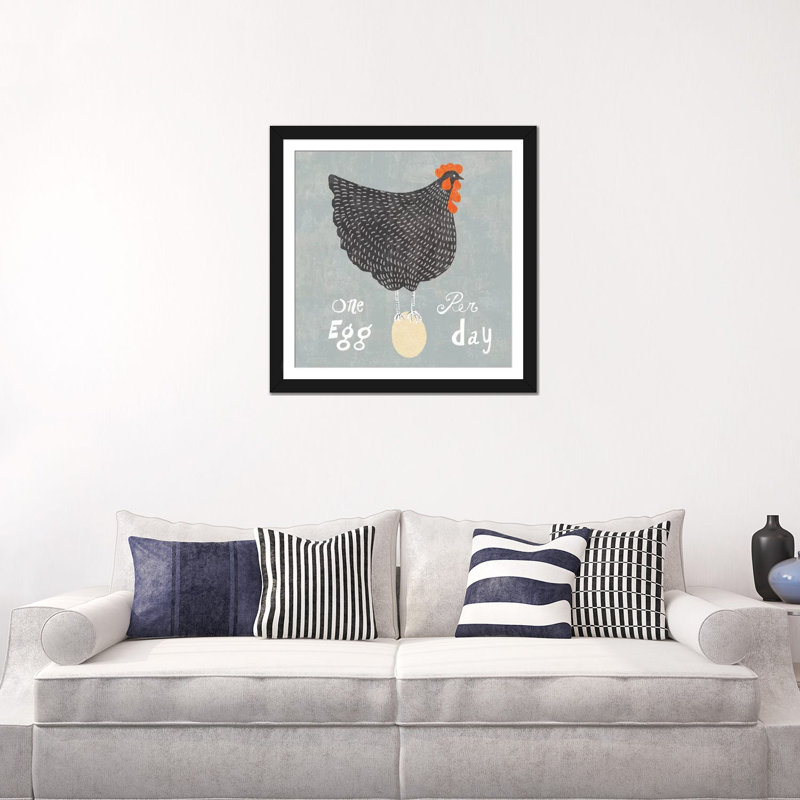 «Fresh Eggs I» par Sue Schlabach, impression sur toile tendue, H 24 po x l 24 po x P 1 po, Papier d'art encadré noir, Blanc