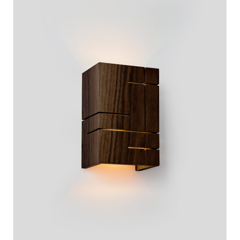 Claudo LED Flush Mounted Sconce, Dark Stained Walnut, Damp