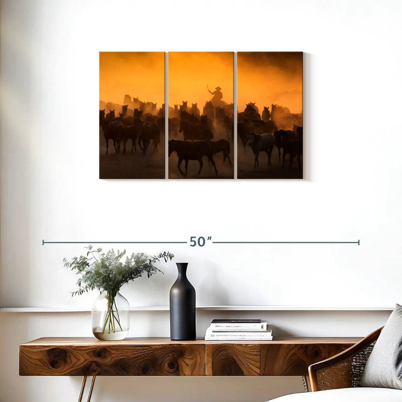 Lelar Herding Horses, 20" H x 33" W