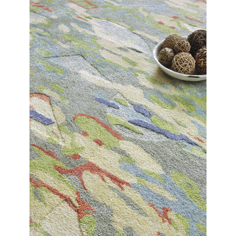 Reflections Abstract Handmade Tufted Green/Blue/Red Area Rug, Rectangle 9' x 13'