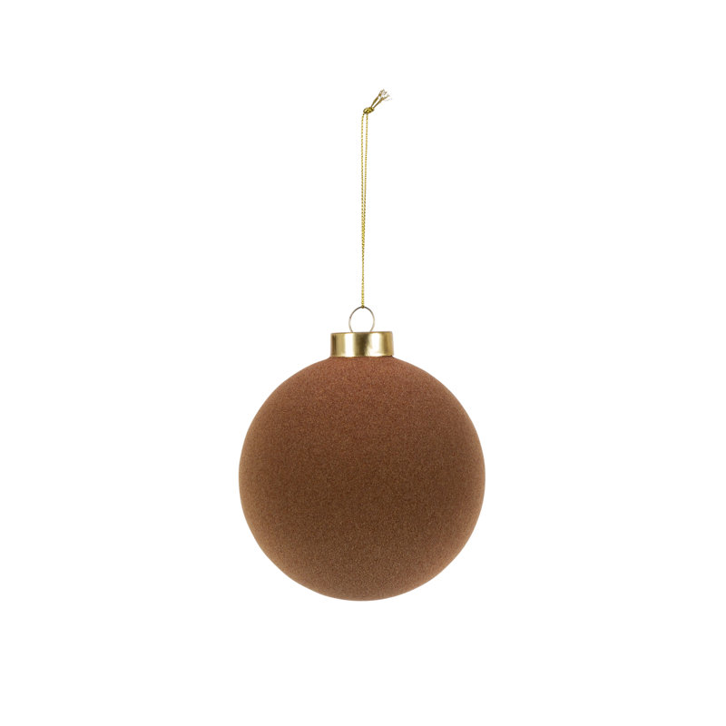 Ornement floqué châtaignier, 4 po, Brun